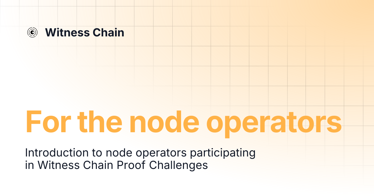 For the node operators | Witness Chain